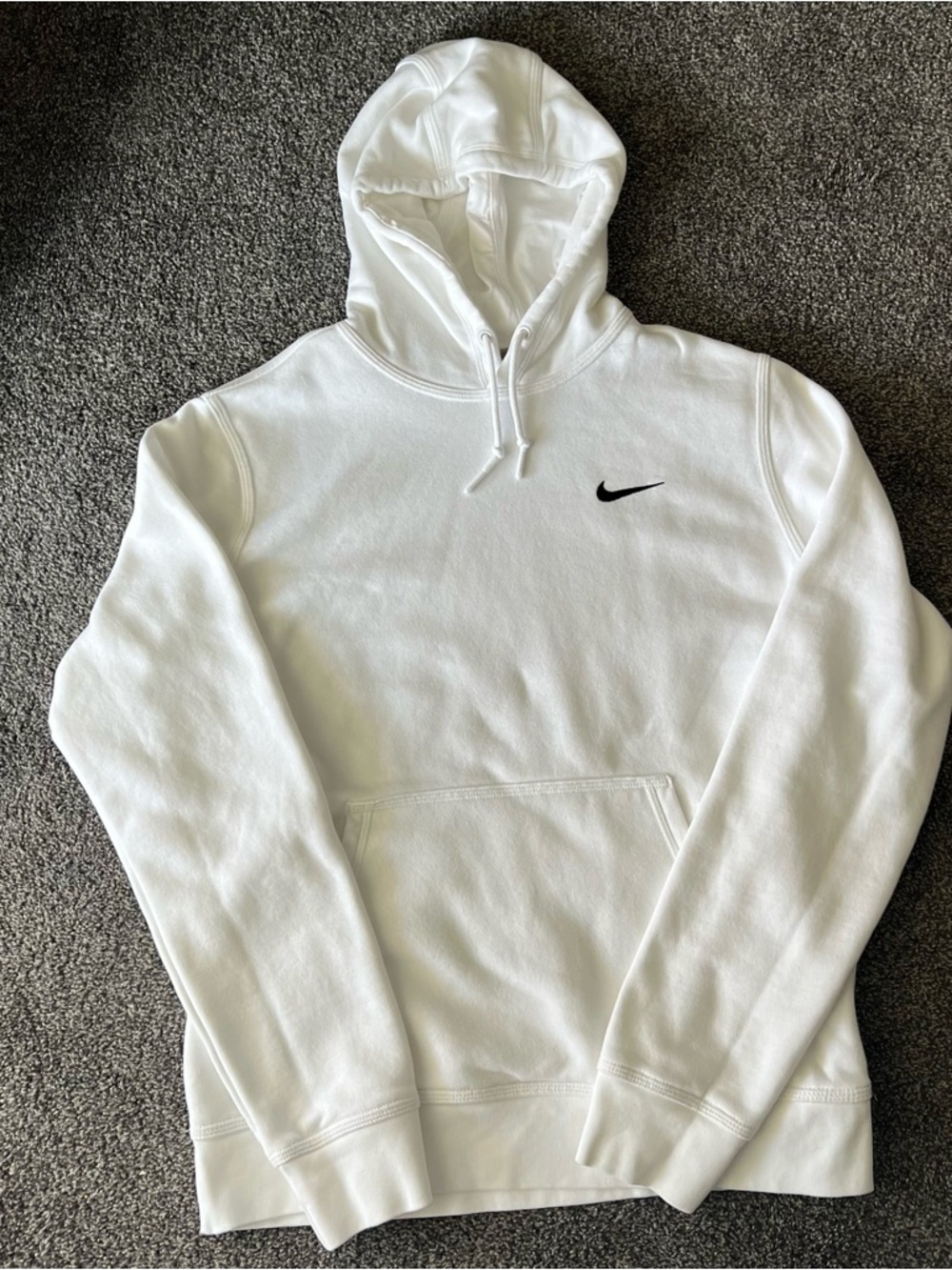 Nike White Men's Pullover Hoodie with Black Swoosh